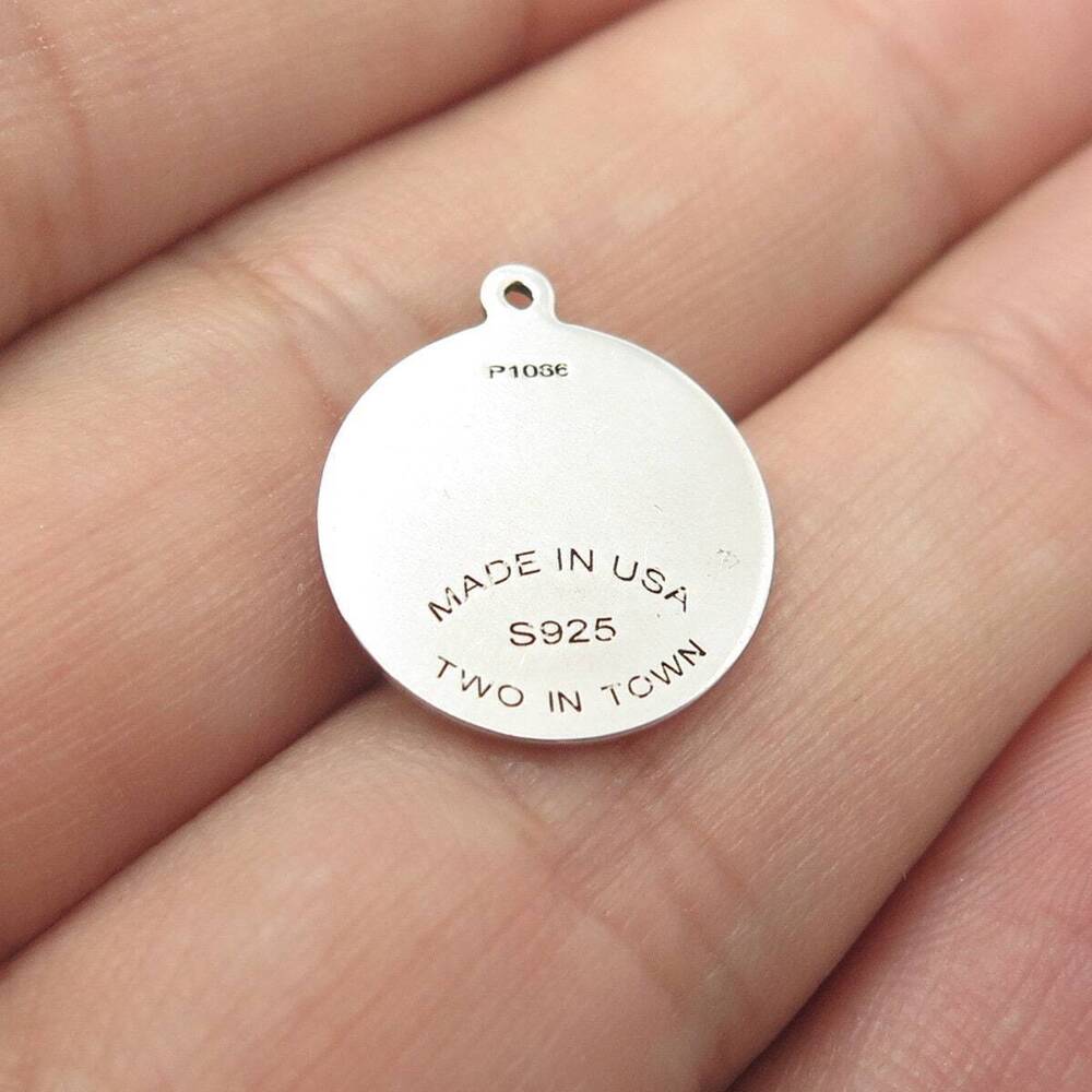 925 Sterling Silver USA Two In Town Bird's Feet Charm Pendant - Picture 8 of 8
